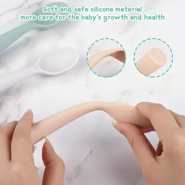Alt view image 4 of 7 - Silicone Baby Feeding Spoons - 4 PCS First Stage for Infants, Ultra-Durable & Chewproof, Dishwasher Safe Baby Utensils