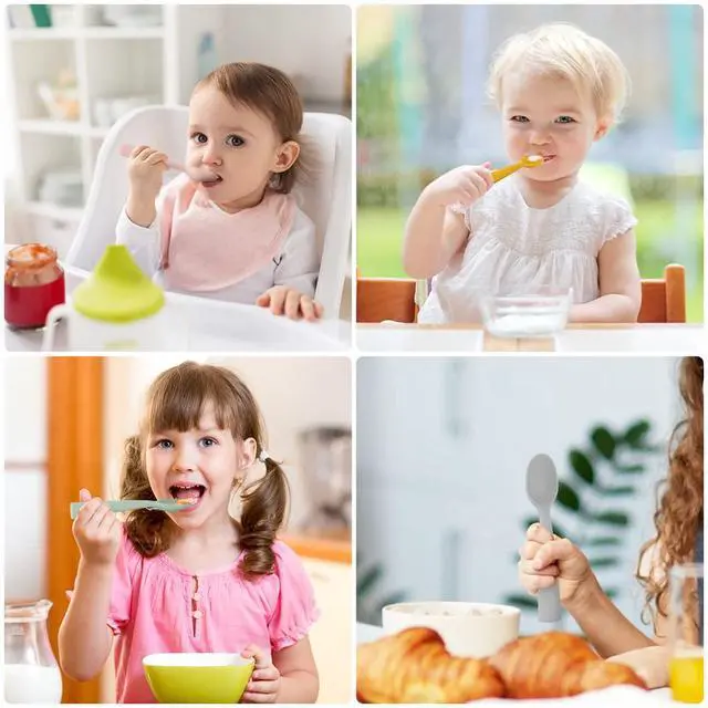 Alt view image 7 of 7 - Silicone Baby Feeding Spoons - 4 PCS First Stage for Infants, Ultra-Durable & Chewproof, Dishwasher Safe Baby Utensils