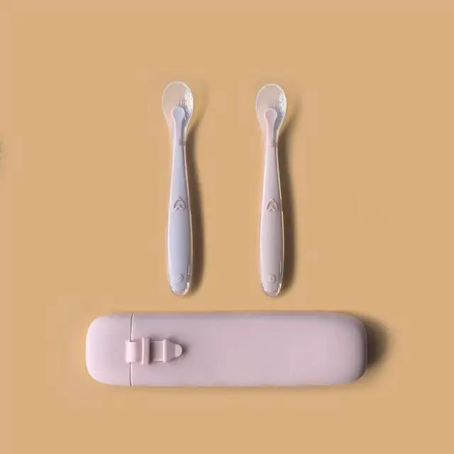 Alt view image 7 of 7 - Silicone Baby Feeding Spoons with Storage Box, First Stage Infant Soft-Tip Easy on Gums I Training Spoon Self | Utensils Supplies (Pink)