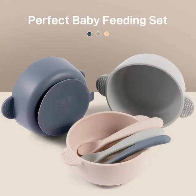 Alt view image 2 of 7 - Silicone Baby Feeding Set, 3 Pack Baby Bowls with Suction and 3 Pack Baby Spoons for Babies Toddlers Kids, BPA Free, Baby Utensils Feeding Supplies, Microwave and Dishwasher Safe