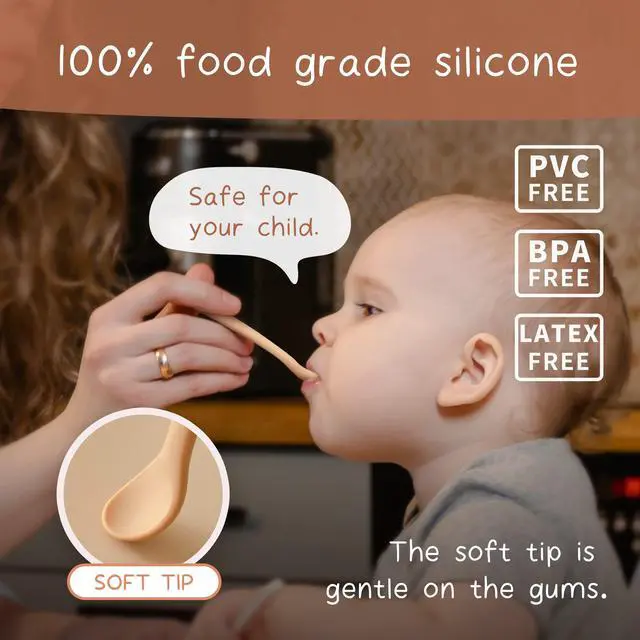 Alt view image 4 of 7 - Silicone Baby Spoons Set of 4, Toddler Spoons for Self Feeding 6 Months, Two Sizes Feeding Spoons for First Stage 4+ Months, Infant, Baby Utensils with Case, Bendable, Chewproof & Boil-proof