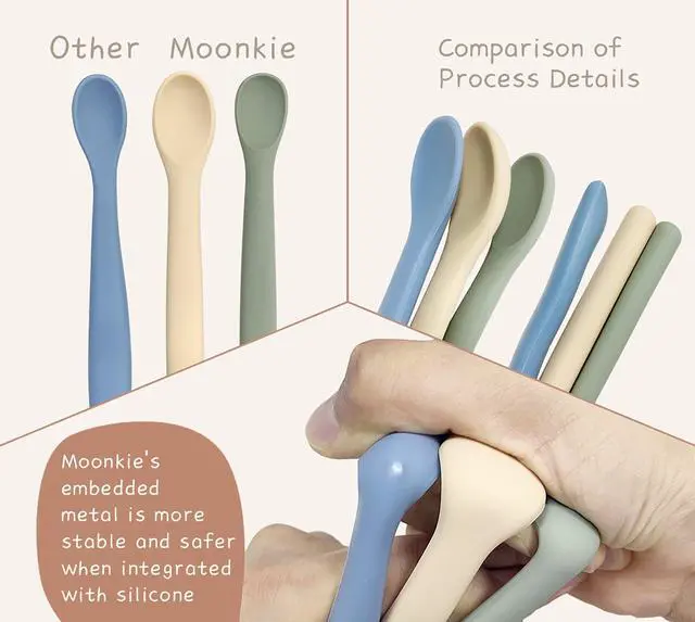 Alt view image 5 of 7 - Silicone Baby Spoons Set of 4, Toddler Spoons for Self Feeding 6 Months, Two Sizes Feeding Spoons for First Stage 4+ Months, Infant, Baby Utensils with Case, Bendable, Chewproof & Boil-proof