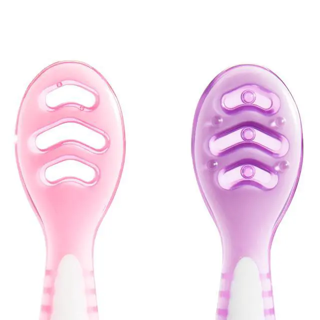 Alt view image 5 of 7 - Gentle Dip Baby Spoons for Self Feeding and Baby Led Weaning, 3 Pack, Pink/Purple