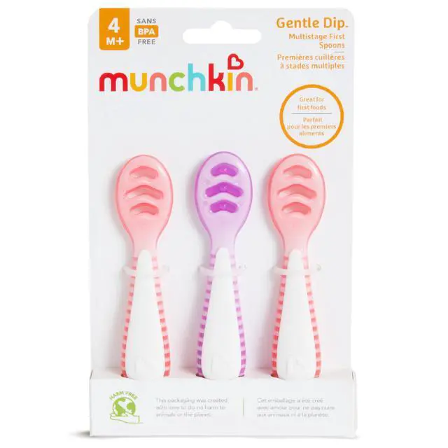 Alt view image 6 of 7 - Gentle Dip Baby Spoons for Self Feeding and Baby Led Weaning, 3 Pack, Pink/Purple