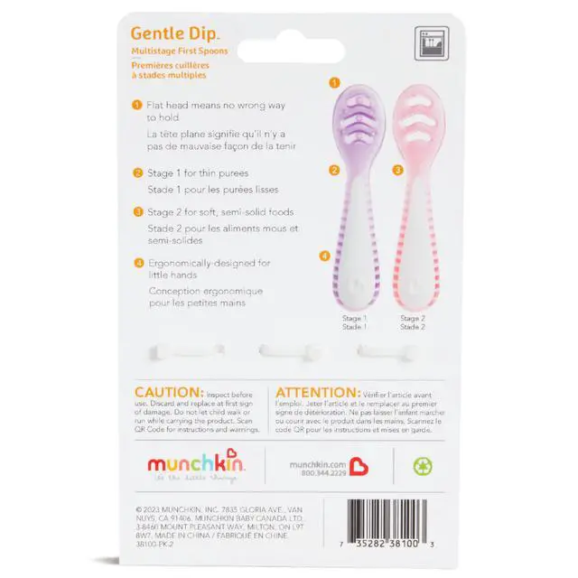Alt view image 7 of 7 - Gentle Dip Baby Spoons for Self Feeding and Baby Led Weaning, 3 Pack, Pink/Purple