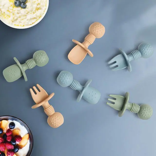 Alt view image 6 of 7 - Baby Spoons and Forks Feeding Set, 6 Pack Silicone First Stage Self Feeding Toddler Utensils, BPA Free, Baby Led Weaning Supplies for Training Spoons