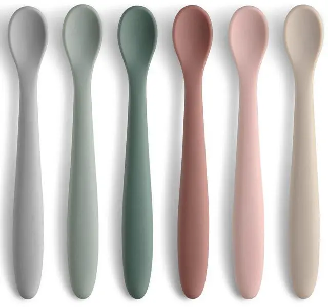 Main image of 6-Piece Silicone Baby Feeding Spoons, First Stage Infant Spoons, Soft-Tip Easy on Gums I Baby Training Spoon | Infant Utensils Feeding Supplies, Dishwasher & Boil-proof