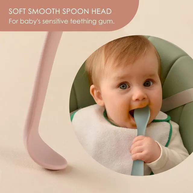 Alt view image 3 of 7 - 6-Piece Silicone Baby Feeding Spoons, First Stage Infant Spoons, Soft-Tip Easy on Gums I Baby Training Spoon | Infant Utensils Feeding Supplies, Dishwasher & Boil-proof