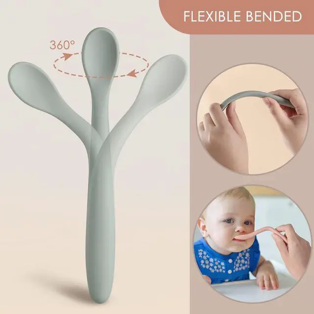 Alt view image 4 of 7 - 6-Piece Silicone Baby Feeding Spoons, First Stage Infant Spoons, Soft-Tip Easy on Gums I Baby Training Spoon | Infant Utensils Feeding Supplies, Dishwasher & Boil-proof