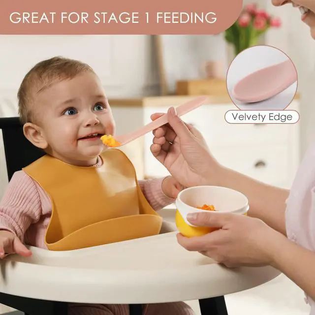 Alt view image 5 of 7 - 6-Piece Silicone Baby Feeding Spoons, First Stage Infant Spoons, Soft-Tip Easy on Gums I Baby Training Spoon | Infant Utensils Feeding Supplies, Dishwasher & Boil-proof