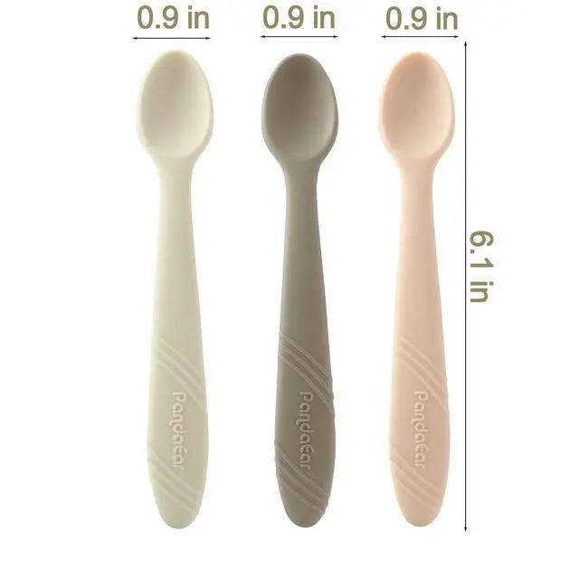 Alt view image 5 of 6 - 7 Pack Silicone Baby Feeding Spoons, First Stage Training Spoon Infant Utensils Feeding Supplies, BPA Free Gum-Friendly Soft Tip Baby Led Weaning Spoon