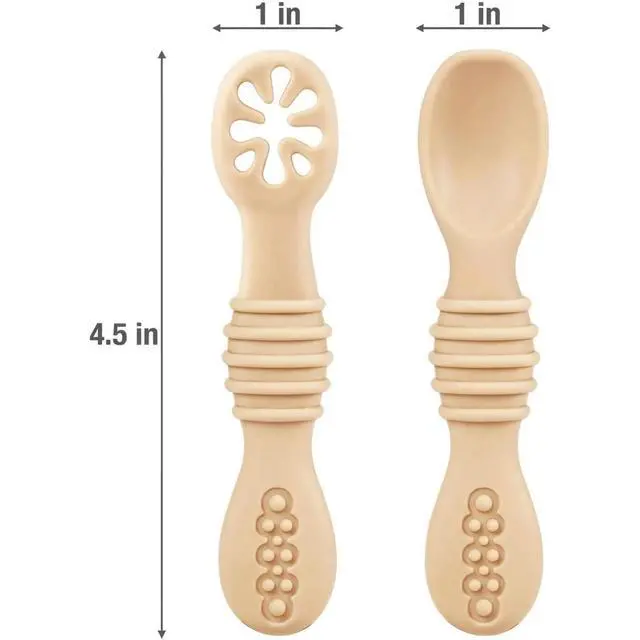 Alt view image 3 of 7 - PandaEar 6 Pack Silicone Baby Spoons for Baby Led Weaning, First Stage Baby Toddler Self Feeding Utensils 6+ Months (Blue Green Beige)