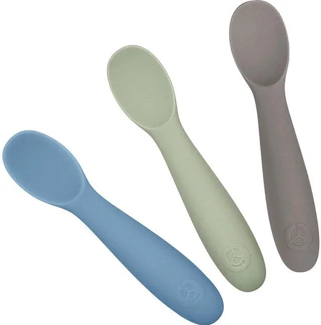 Main image of Baby Spoons for Self Feeding 6 Months +, Soft & Durable Silicone Utensils for Sensitive Gums & Teeth, Easy Grip Handles & Shorter Length for Little Hands, 3 Pack + Carrying Case