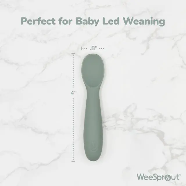 Alt view image 2 of 6 - Baby Spoons for Self Feeding 6 Months +, Soft & Durable Silicone Utensils for Sensitive Gums & Teeth, Easy Grip Handles & Shorter Length for Little Hands, 3 Pack + Carrying Case