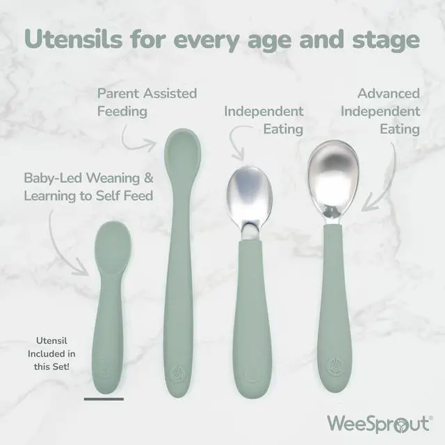 Alt view image 5 of 6 - Baby Spoons for Self Feeding 6 Months +, Soft & Durable Silicone Utensils for Sensitive Gums & Teeth, Easy Grip Handles & Shorter Length for Little Hands, 3 Pack + Carrying Case