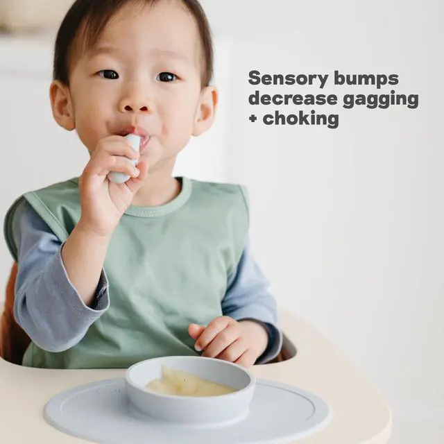 Alt view image 6 of 7 - Tiny Spoon (2 Pack in Sage) - 6 Months+ - 100% Silicone Spoon for Baby Led Weaning + Purees - Designed by a Pediatric Feeding Specialist - Shower Essentials & Gifts