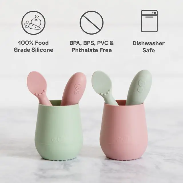 Alt view image 7 of 7 - Tiny Spoon (2 Pack in Sage) - 6 Months+ - 100% Silicone Spoon for Baby Led Weaning + Purees - Designed by a Pediatric Feeding Specialist - Shower Essentials & Gifts
