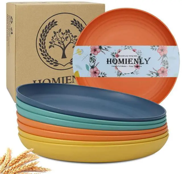 Main image of Deep Dinner Plates Set of 8 Alternative for Plastic Plates Microwave and Dishwasher Safe Wheat Straw Plates for Kitchen Unbreakable Kids Plate Set with 4 Colors (Classic Bright, 9 inch)