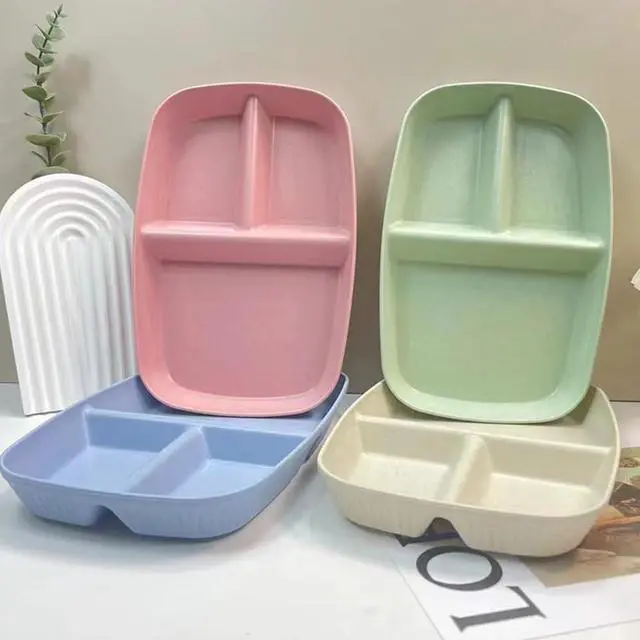 Main image of Unbreakable Divided Plates 10.5 Inch 4 PCS,Reusable Wheat Straw PlatesPortion Control Plate Adults, Microwave And Dishwasher Safe, Perfect For Dinner Dishes Kitchen Picnic Party (Classic Series)