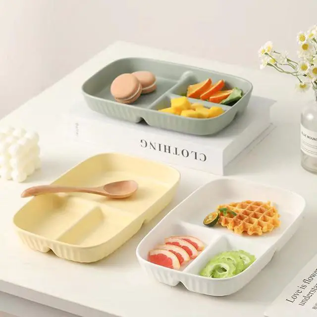 Alt view image 7 of 7 - Unbreakable Divided Plates 10.5 Inch 4 PCS,Reusable Wheat Straw PlatesPortion Control Plate Adults, Microwave And Dishwasher Safe, Perfect For Dinner Dishes Kitchen Picnic Party (Classic Series)