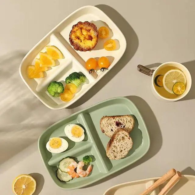 Alt view image 6 of 7 - Unbreakable Divided Plates 10.5 Inch 4 PCS,Reusable Wheat Straw PlatesPortion Control Plate Adults, Microwave And Dishwasher Safe, Perfect For Dinner Dishes Kitchen Picnic Party (Classic Series)