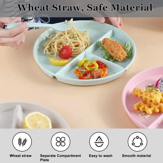 Alt view image 5 of 6 - 2Pack Portion Control Plate, 9 Inch Round Divided Plates for Dinner, 3 Compartment Dinner Plates Suitable for Balanced Eating Dishwasher Microwave Safe(Color:pink & Beige)