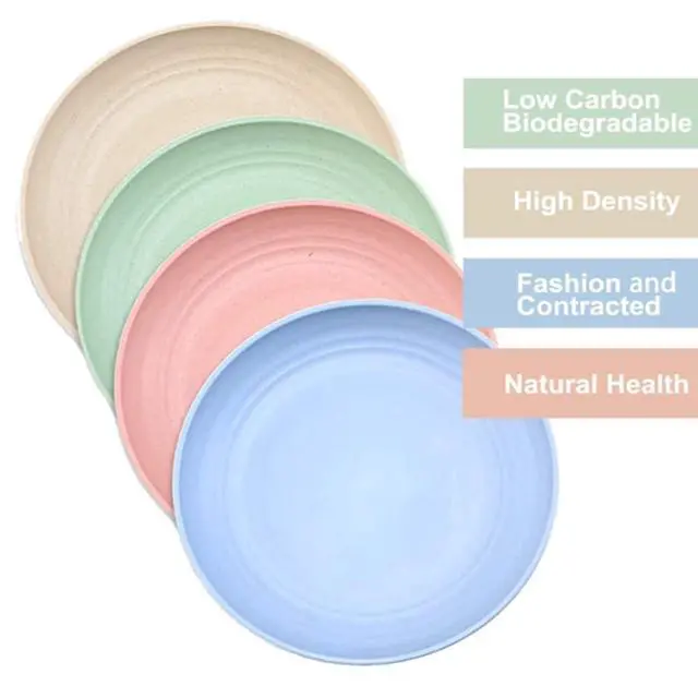 Alt view image 5 of 7 - 9 Inch Unbreakable Wheat Straw Plates - Reusable Plate Set - Dishwasher & Microwave Safe - Dinner Dishes Lightweight Plates Salad Kids Adult Plate for Kitchen Camping - BPA Free (Plate-9in)