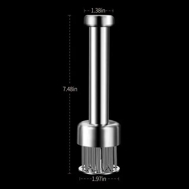 Alt view image 6 of 7 - Stainless Steel Meat Tenderizer Tool, 21 Sharp Needles, Chicken Meat Tenderizer, Tenderizing Steak, Beef, Chicken, Pork, Barbecue, Marinating Prep Tool, with free cleaning brush