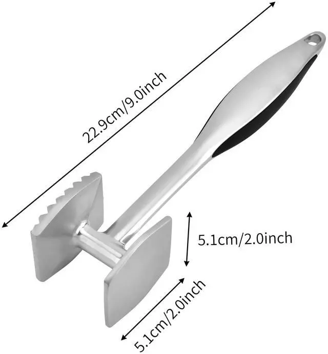 Alt view image 2 of 7 - Meat Tenderizer Hammer Tool Pounder For Tenderizing Steak Beef Poultry, Heavy Duty Dual-Sided Mallet with Soft Grip Handle - Multifunctional Kitchen Beater for Chicken,Fish, Baking