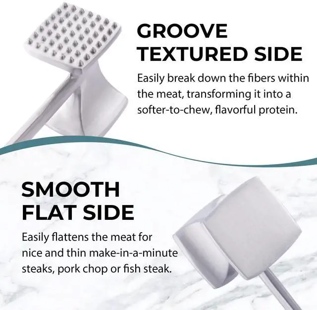 Alt view image 3 of 7 - Meat Tenderizer Hammer with Comfortable-Grip Handle, Dual-side Mallet for Kitchen, Heavy Duty Pounder For Tenderizing Steak, Beef and Fish