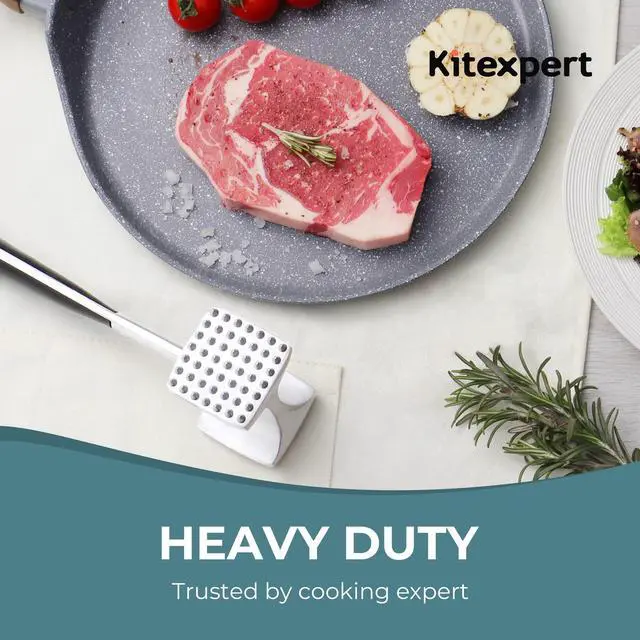 Alt view image 5 of 7 - Meat Tenderizer Hammer with Comfortable-Grip Handle, Dual-side Mallet for Kitchen, Heavy Duty Pounder For Tenderizing Steak, Beef and Fish