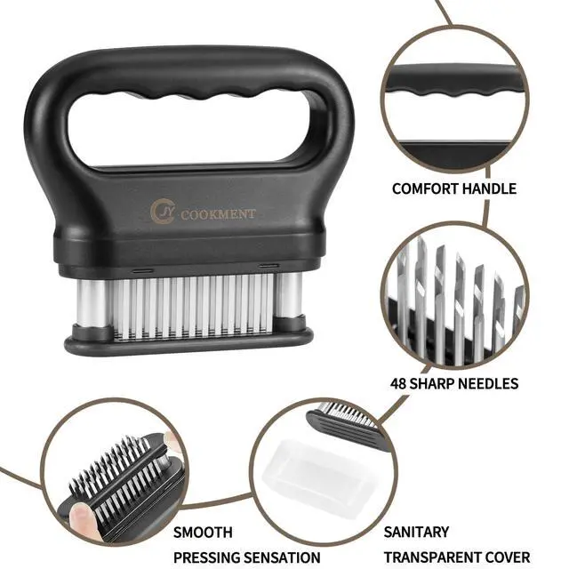 Alt view image 3 of 6 - Meat Tenderizer Tool with 48 Stainless Steel Ultra Sharp Needle Blades, Kitchen Cooking Tool Best For Tenderizing, BBQ, Marinade