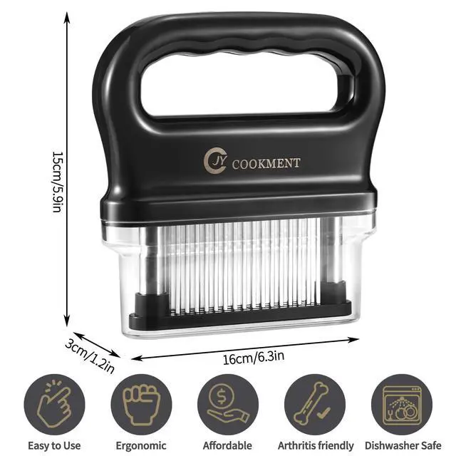 Alt view image 4 of 7 - Meat Tenderizer with 48 Stainless Steel Ultra Sharp Needle Blades, Kitchen Cooking Tool Best for Tenderizing, BBQ, Marinade