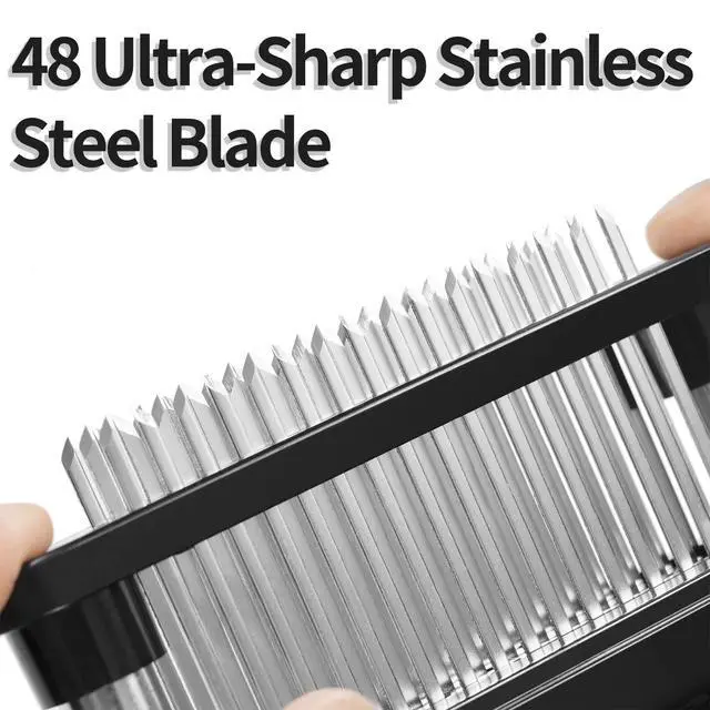 Alt view image 6 of 7 - Meat Tenderizer with 48 Stainless Steel Ultra Sharp Needle Blades, Kitchen Cooking Tool Best for Tenderizing, BBQ, Marinade