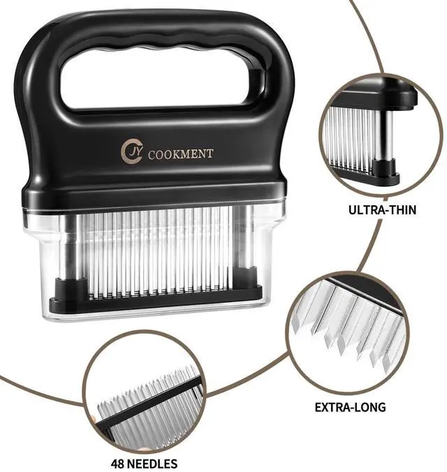 Alt view image 7 of 7 - Meat Tenderizer with 48 Stainless Steel Ultra Sharp Needle Blades, Kitchen Cooking Tool Best for Tenderizing, BBQ, Marinade
