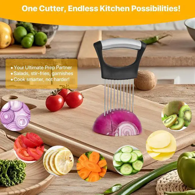 Alt view image 3 of 5 - 2 PCS Onion Holder for Slicing, Vegetable Slicer Slice Cutter Chopper Guide