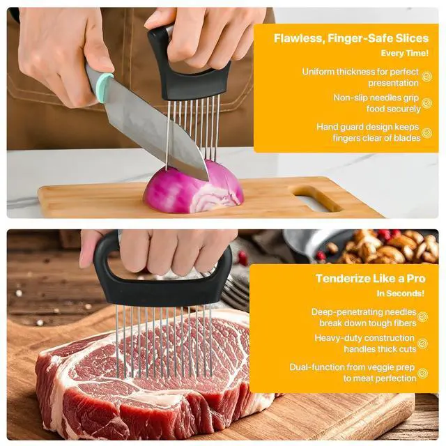 Alt view image 4 of 5 - 2 PCS Onion Holder for Slicing, Vegetable Slicer Slice Cutter Chopper Guide