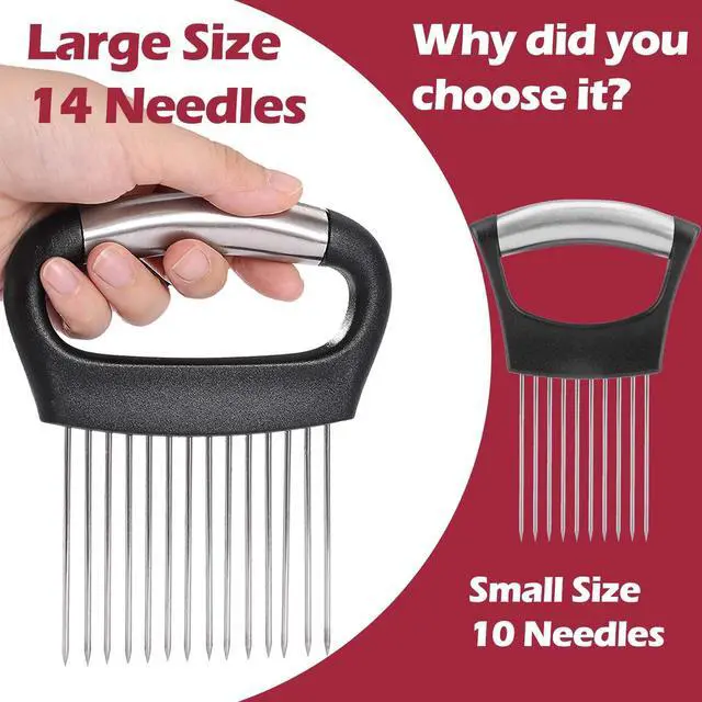 Alt view image 6 of 6 - Large Onion Holder for Slicing, 304 Stainless Steel Large Onion Cutter Vegetable Chopper,Tomato Slicer for Potato, Practical Meat Tenderizer Tool, Kitchen Food Slicer Guide for Neat Slicing