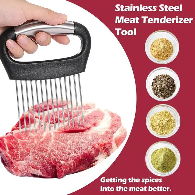 Alt view image 4 of 6 - Large Onion Holder for Slicing, 304 Stainless Steel Large Onion Cutter Vegetable Chopper,Tomato Slicer for Potato, Practical Meat Tenderizer Tool, Kitchen Food Slicer Guide for Neat Slicing