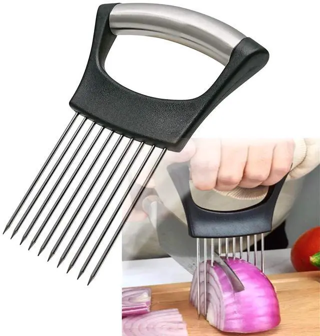 Main image of Stainless Steel Onion Holder for Slicing,Onion Slicer Holder,Onion Cutter for Slicing of Onions,Tomatoes,Avocados,Eggs and Other Vegetables,KItchen Utensils