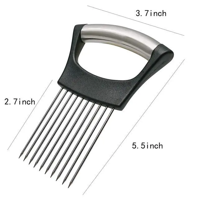Alt view image 2 of 5 - Stainless Steel Onion Holder for Slicing,Onion Slicer Holder,Onion Cutter for Slicing of Onions,Tomatoes,Avocados,Eggs and Other Vegetables,KItchen Utensils