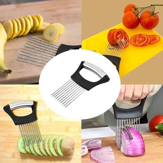 Alt view image 3 of 5 - Stainless Steel Onion Holder for Slicing,Onion Slicer Holder,Onion Cutter for Slicing of Onions,Tomatoes,Avocados,Eggs and Other Vegetables,KItchen Utensils