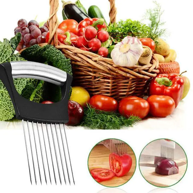 Alt view image 5 of 5 - Stainless Steel Onion Holder for Slicing,Onion Slicer Holder,Onion Cutter for Slicing of Onions,Tomatoes,Avocados,Eggs and Other Vegetables,KItchen Utensils