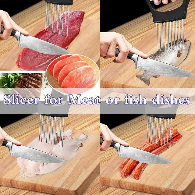Alt view image 4 of 5 - Stainless Steel Onion Holder for Slicing,Onion Slicer Holder,Onion Cutter for Slicing of Onions,Tomatoes,Avocados,Eggs and Other Vegetables,KItchen Utensils