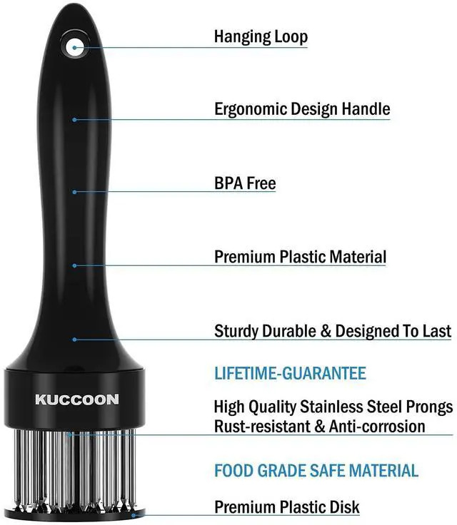 Alt view image 2 of 7 - Meat Tenderizer Tool Stainless Steel Needle Ultra Sharp 24 Blades Tenderizer Tool for Tenderizing Beef Chicken Steak Veal Pork
