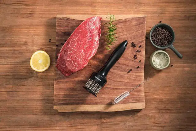Alt view image 5 of 7 - Meat Tenderizer Tool Stainless Steel Needle Ultra Sharp 24 Blades Tenderizer Tool for Tenderizing Beef Chicken Steak Veal Pork