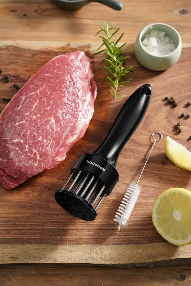 Alt view image 7 of 7 - Meat Tenderizer Tool Stainless Steel Needle Ultra Sharp 24 Blades Tenderizer Tool for Tenderizing Beef Chicken Steak Veal Pork