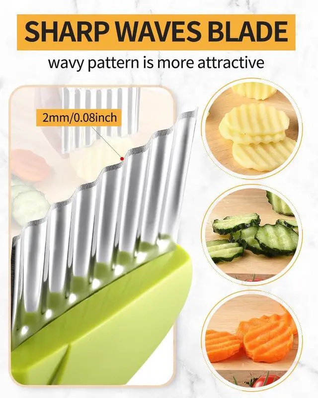 Alt view image 4 of 7 - Crinkle Cutter Stainless Steel Potato Carrot Chip Vegetable Crinkle Wavy Chopper Cutter French Fry Slicer