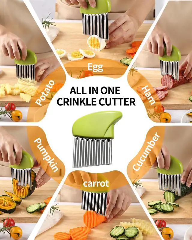 Alt view image 5 of 7 - Crinkle Cutter Stainless Steel Potato Carrot Chip Vegetable Crinkle Wavy Chopper Cutter French Fry Slicer