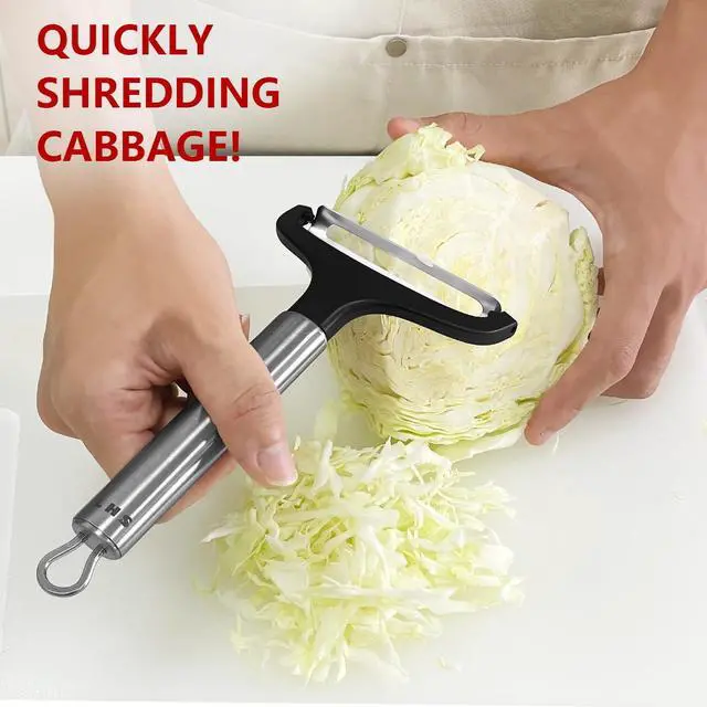 Alt view image 2 of 6 - Cabbage Peeler for Kitchen, Wide Mouth Vegetable Peeler, Stainless Steel Fruit Shredder Slicer with Non-Slip Handle and Sharp Blade